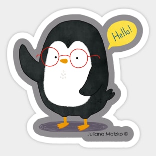 Albert Penguin says Hello Sticker